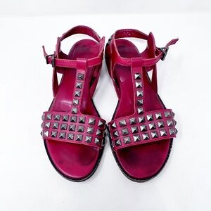 ZADIG & VOLTAIRE Women's Sandals Size EU 38 US 7 Red Studded Leather RARE